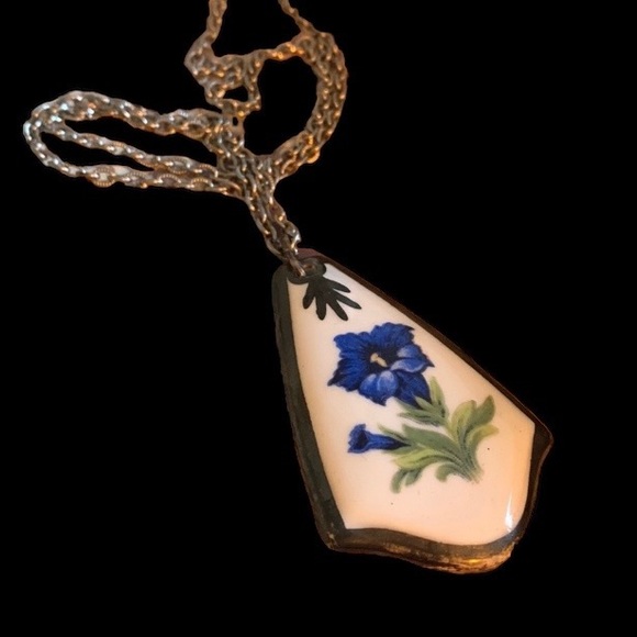 Bavaria Schumann Rare Vintage German Blue Flower Necklace Numbered Jewelry - Picture 3 of 8